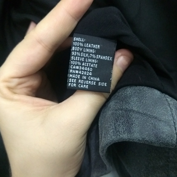 VEDA Max Classic Leather Jacket - Grey/Blue Sz M - Picture 8 of 10